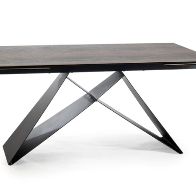 Rozkládací jídelní stůl VIDOR 3 - 180x90, hnědý / matný černý