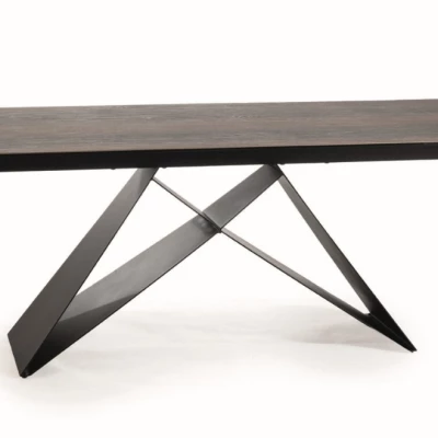 Rozkládací jídelní stůl VIDOR 3 - 180x90, hnědý / matný černý