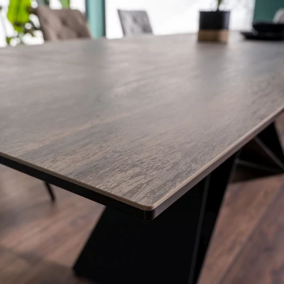 Rozkládací jídelní stůl VIDOR 3 - 180x90, hnědý / matný černý