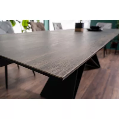 Rozkládací jídelní stůl VIDOR 3 - 180x90, hnědý / matný černý