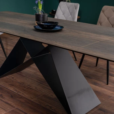 Rozkládací jídelní stůl VIDOR 3 - 180x90, hnědý / matný černý