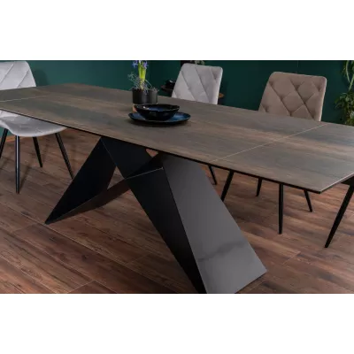 Rozkládací jídelní stůl VIDOR 3 - 180x90, hnědý / matný černý