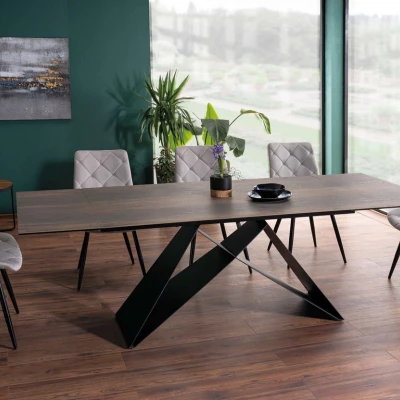 Rozkládací jídelní stůl VIDOR 3 - 180x90, hnědý / matný černý