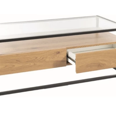 Konferenční stolek ARVIS 1 - transparentní / dub / černý