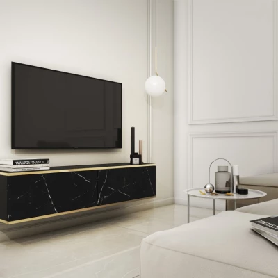 Televizní stolek ELON 1 - černý / černý mramor