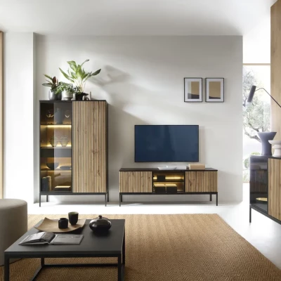 Televizní stolek ILARIA - černý / dub wotan