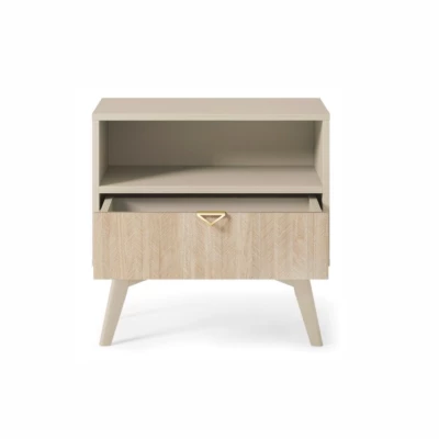 Noční stolek MEDEA - pískově béžový / jedle