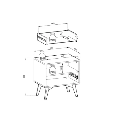 Noční stolek MEDEA - pískově béžový / jedle