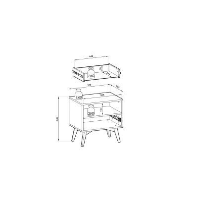 Noční stolek MEDEA - pískově béžový / jedle