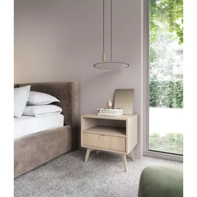 Noční stolek MEDEA - pískově béžový / jedle