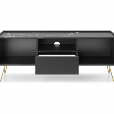Televizní stolek DEVIKA - černý grafit / černý mramor