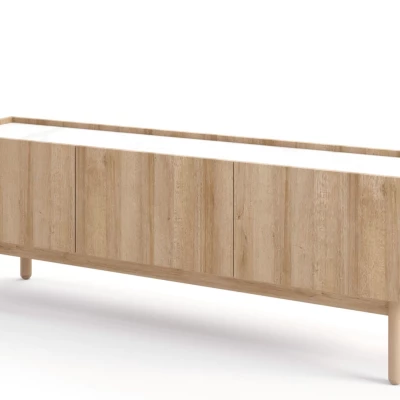 Televizní stolek ABUA - dub riviera / mramor bianco