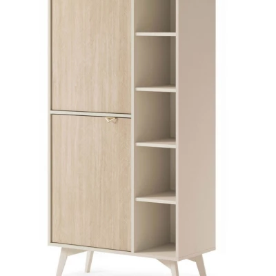 Regál s dvířky MEDEA - pískově béžová / jedle