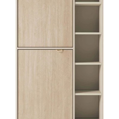 Regál s dvířky MEDEA - pískově béžová / jedle