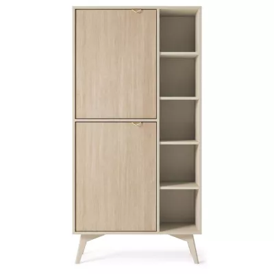 Regál s dvířky MEDEA - pískově béžová / jedle
