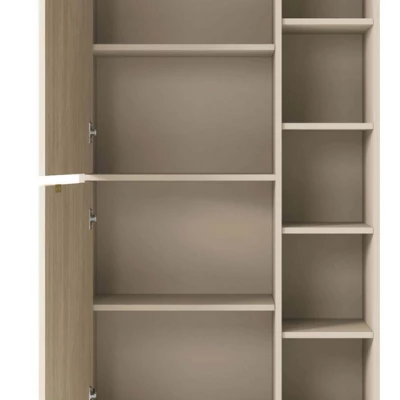 Regál s dvířky MEDEA - pískově béžová / jedle