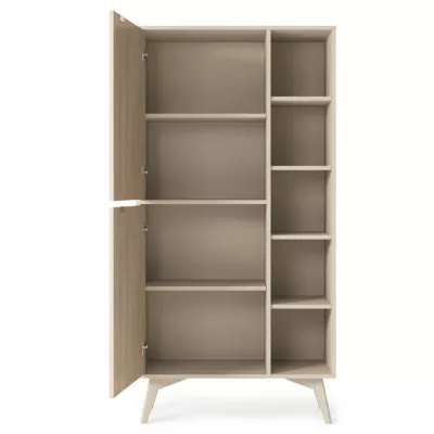 Regál s dvířky MEDEA - pískově béžová / jedle