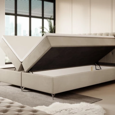 Čalouněná postel 140x200 ADRIA s úložným prostorem - béžová