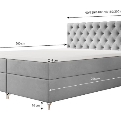 Čalouněná postel 180x200 ADRIA COMFORT s úložným prostorem - hnědá
