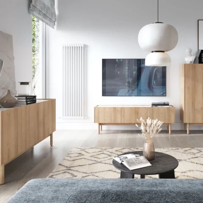 Nízká komoda ABUA - dub riviera / mramor bianco