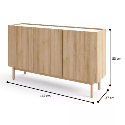 Nízká komoda ABUA - dub riviera / mramor bianco