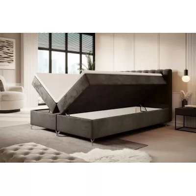Čalouněná postel 200x200 ADRIA COMFORT s úložným prostorem - hnědá