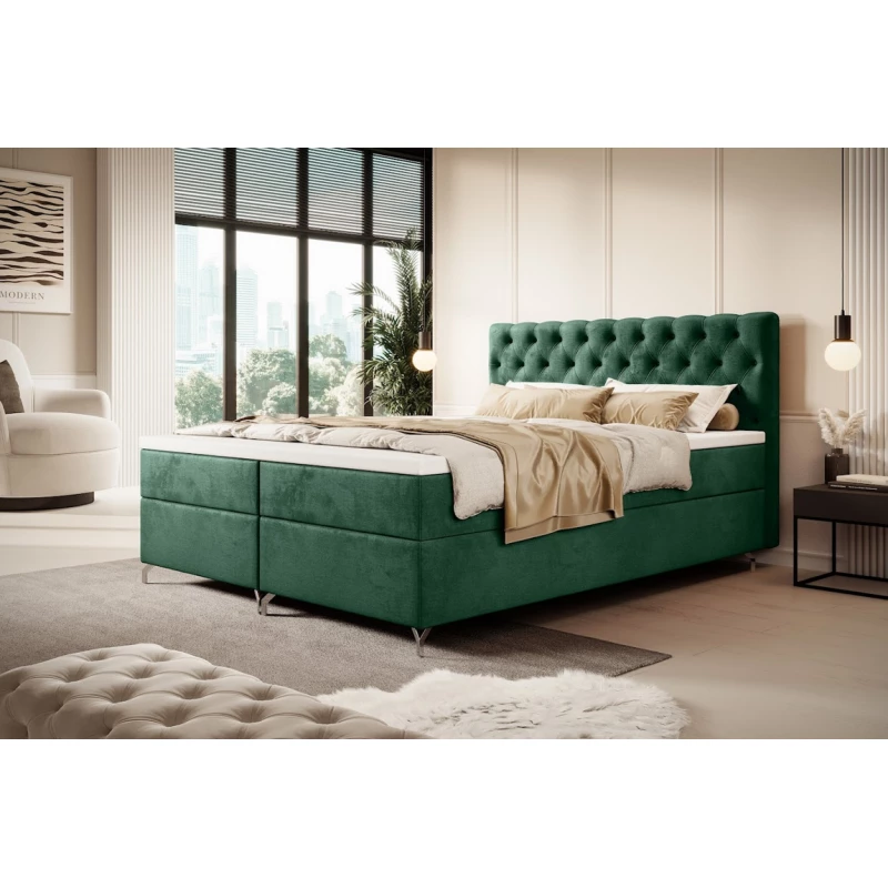 Čalouněná postel 200x200 ADRIA s úložným prostorem - zelená
