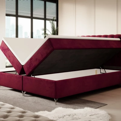 Čalouněná postel 200x200 ADRIA COMFORT s úložným prostorem - červená