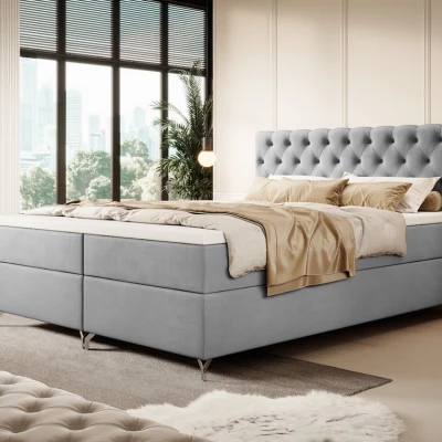 Čalouněná postel 160x200 ADRIA s úložným prostorem - světle šedá