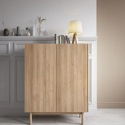 Vysoká komoda ABUA - dub riviera / mramor bianco