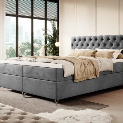 Čalouněná postel 140x200 ADRIA COMFORT s úložným prostorem - šedá