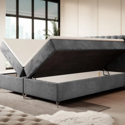 Čalouněná postel 160x200 ADRIA COMFORT s úložným prostorem - šedá