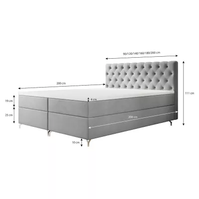 Čalouněná postel 200x200 ADRIA s úložným prostorem - světle grafitová