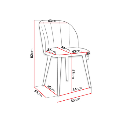VÝPRODEJ - Čalouněná kuchyňská židle PIMA 1 - černá / růžová