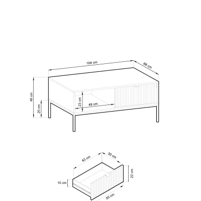 Konferenční stolek MISHEEL - modrozelený / černý