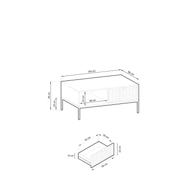 Konferenční stolek MISHEEL - modrozelený / černý