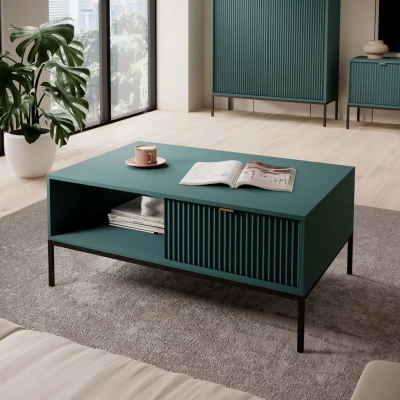 Konferenční stolek MISHEEL - modrozelený / černý