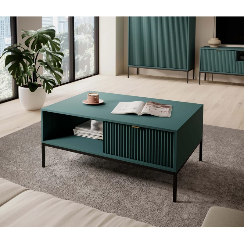 Konferenční stolek MISHEEL - modrozelený / černý