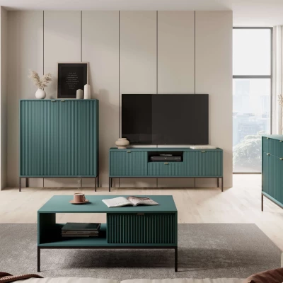 Konferenční stolek MISHEEL - modrozelený / černý