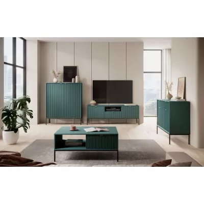 Konferenční stolek MISHEEL - modrozelený / černý