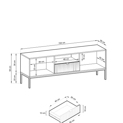 Televizní stolek MISHEEL - modrozelený / zlatý
