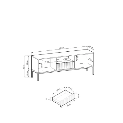Televizní stolek MISHEEL - modrozelený / zlatý