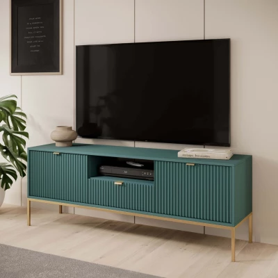 Televizní stolek MISHEEL - modrozelený / zlatý