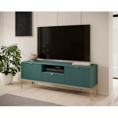 Televizní stolek MISHEEL - modrozelený / zlatý