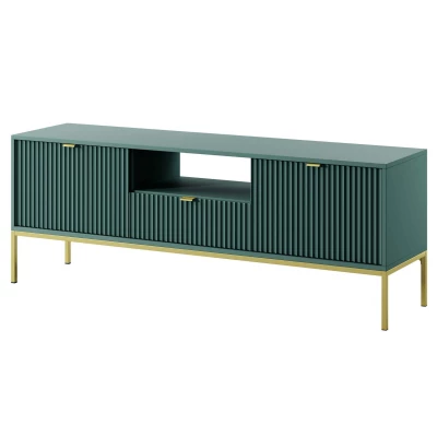 Televizní stolek MISHEEL - modrozelený / zlatý