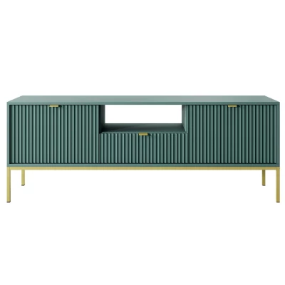 Televizní stolek MISHEEL - modrozelený / zlatý
