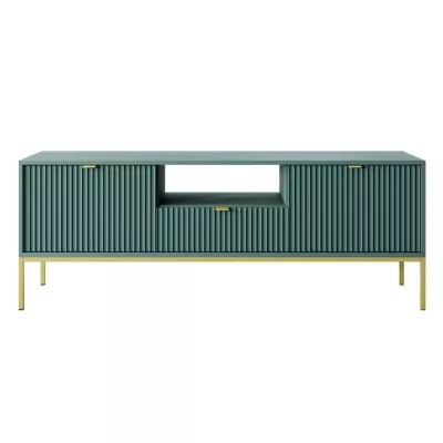 Televizní stolek MISHEEL - modrozelený / zlatý
