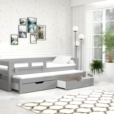 Dětská postel s úložným prostorem TAIGA - 90x200, šedá