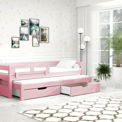 Dětská postel s úložným prostorem TAIGA - 90x200, růžová