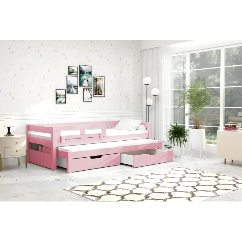 Dětská postel s úložným prostorem TAIGA - 90x200, růžová